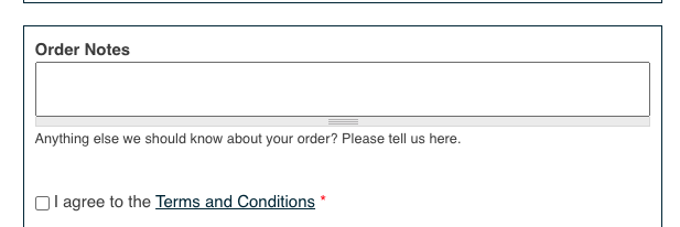 Order notes field example